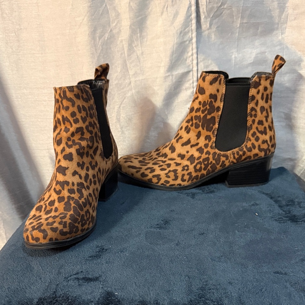 A New Day Leopard Print Boots with Black Accents